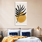 Mustard Sun with Dark Leaf Wall Art