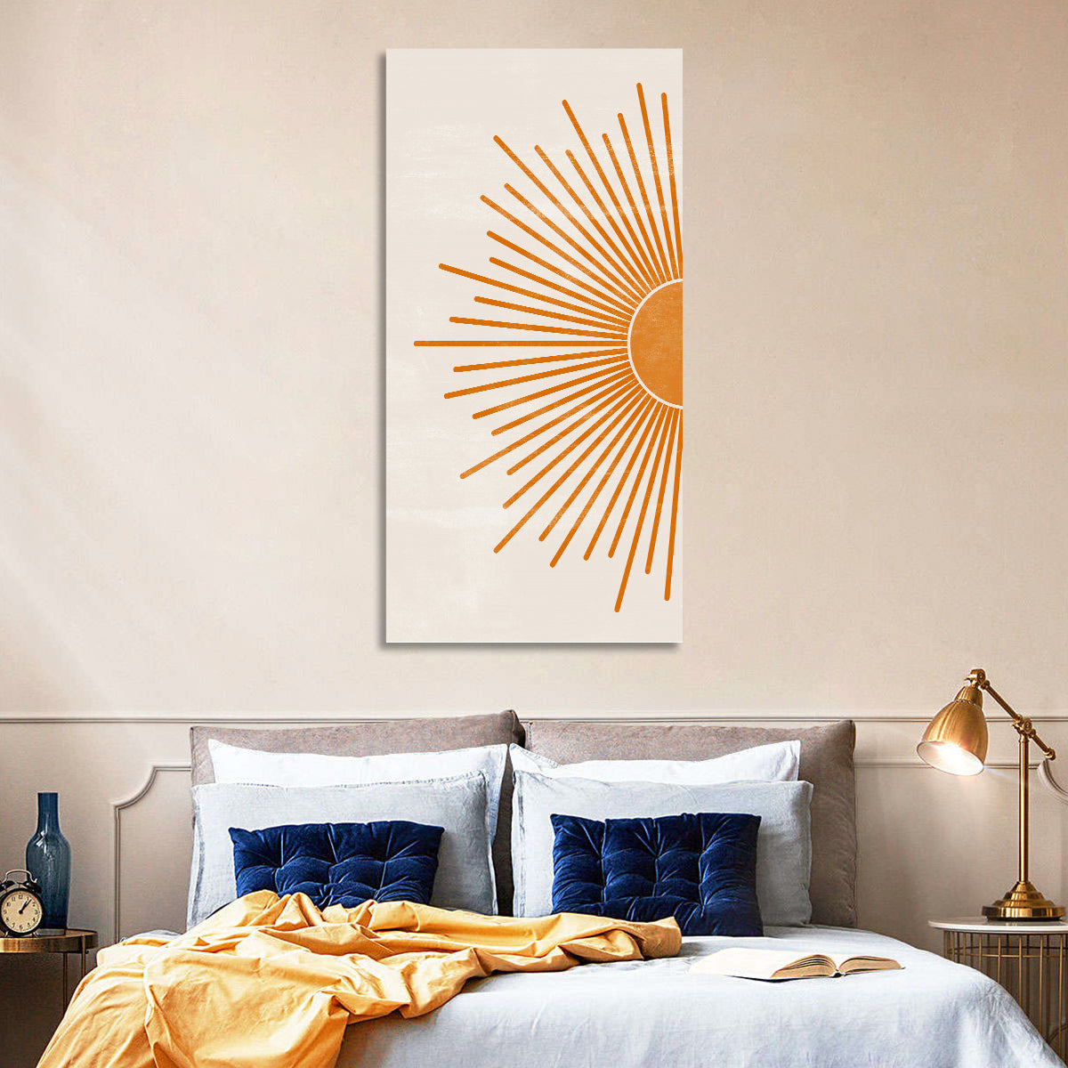 Orange Sunburst Minimalist Wall Art