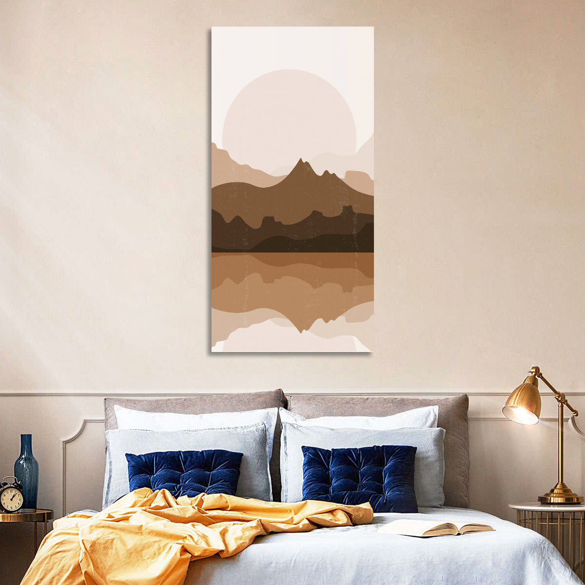 Layered Mountain Lake Sunset Wall Art