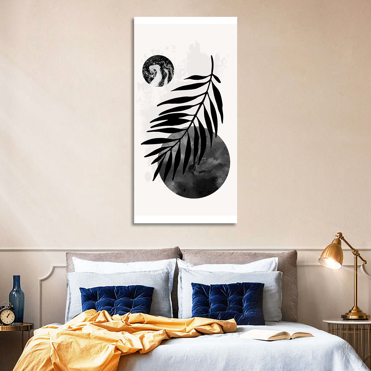 Minimal Palm Leaf Study Wall Art in a room, portrait