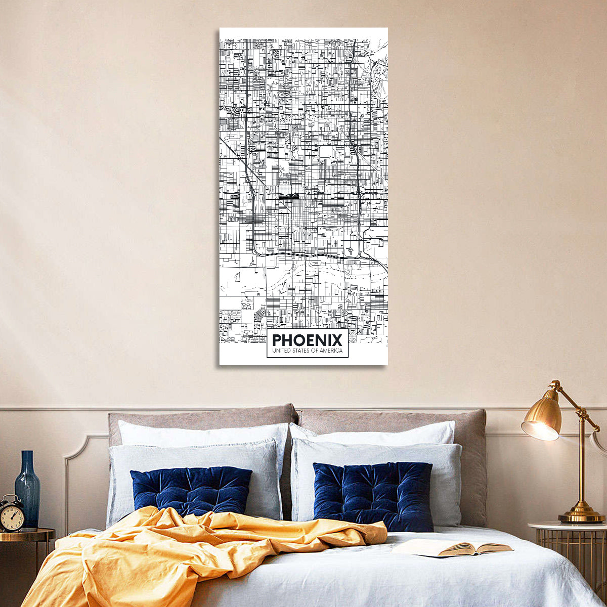 Phoenix Street Grid Map Wall Art