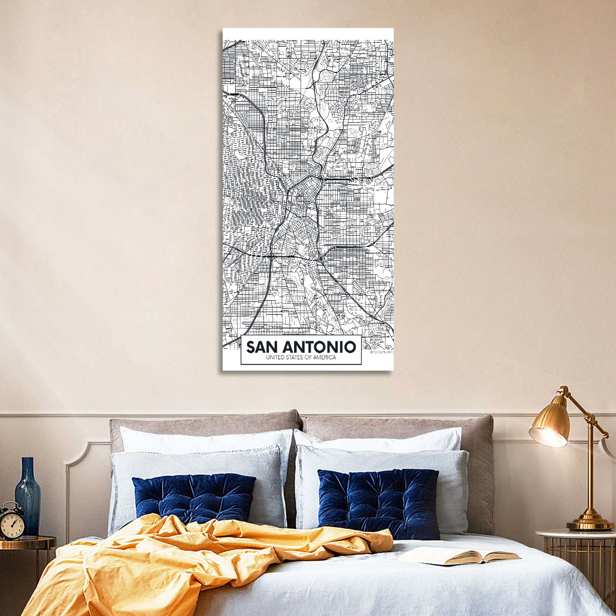 San Antonio Minimalist City Map Wall Art