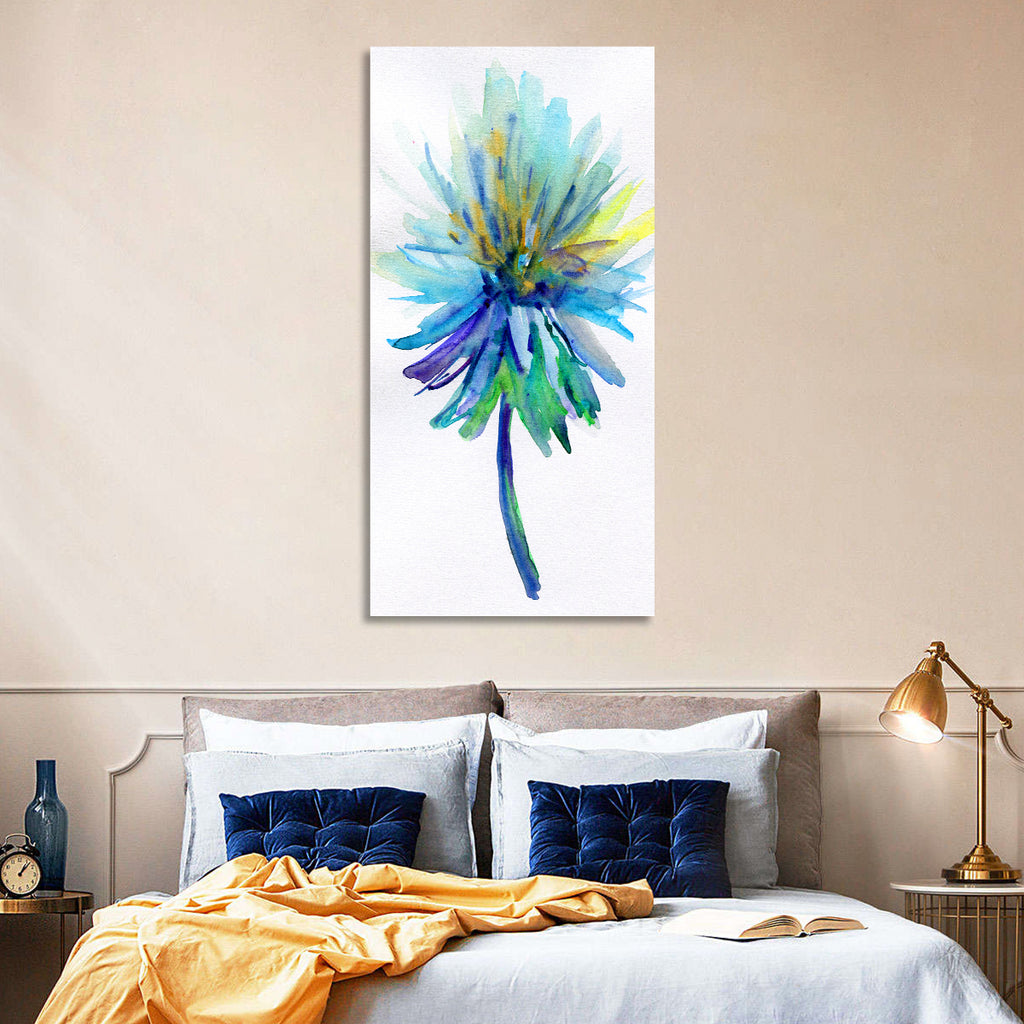 Ethereal Blue Watercolor Flower Wall Art