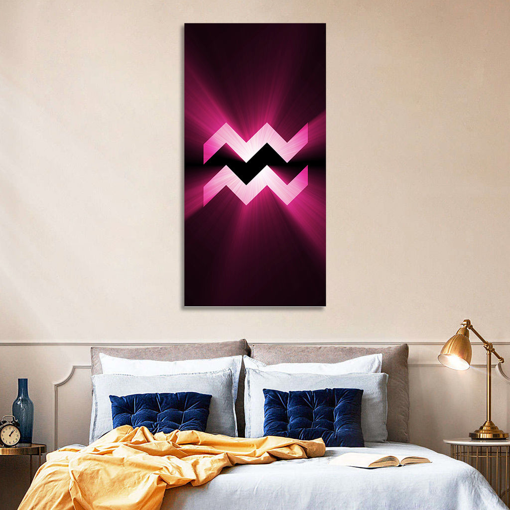 Magenta Aquarius Symbol Wall Art