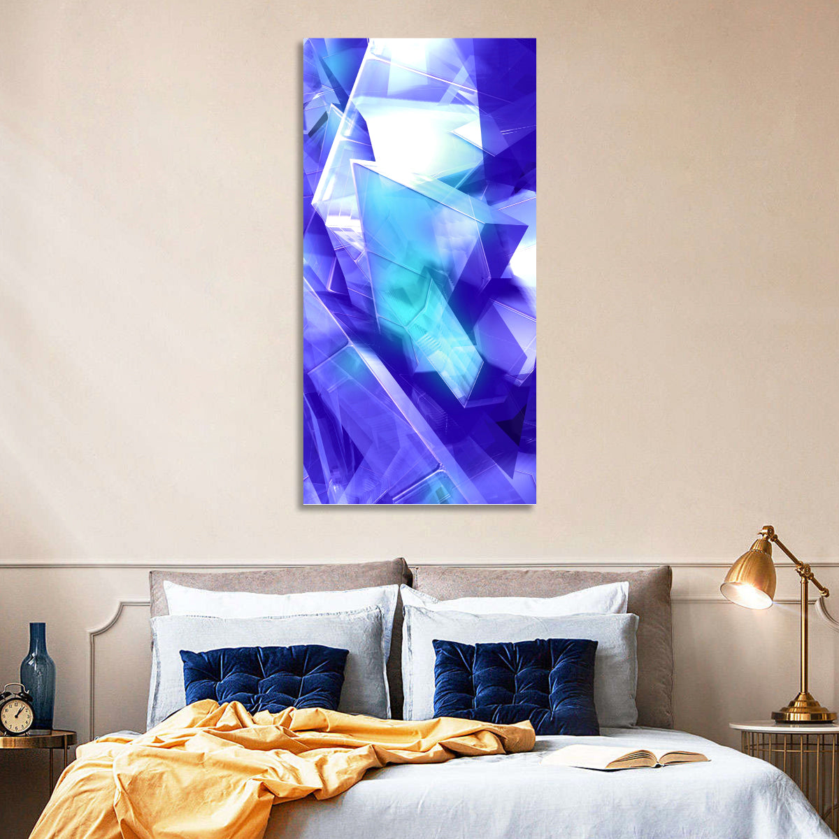 Icy Geometric Shards Wall Art in a room, portrait
