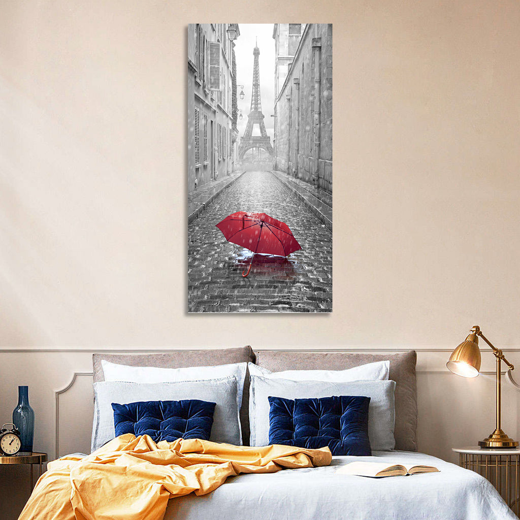 Eiffel Tower on Rainy Street Wall Art
