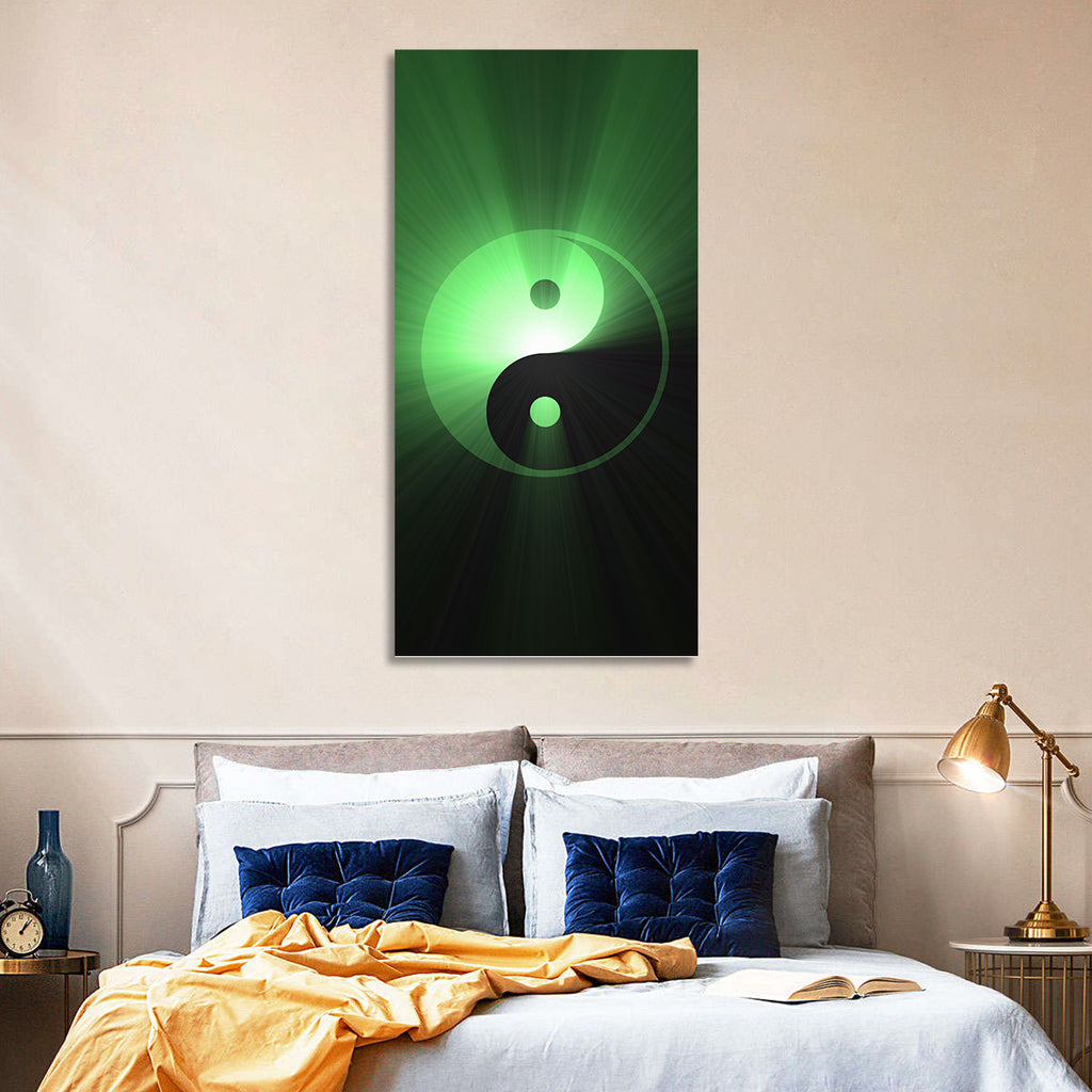 Green Glowing Yin Yang Wall Art