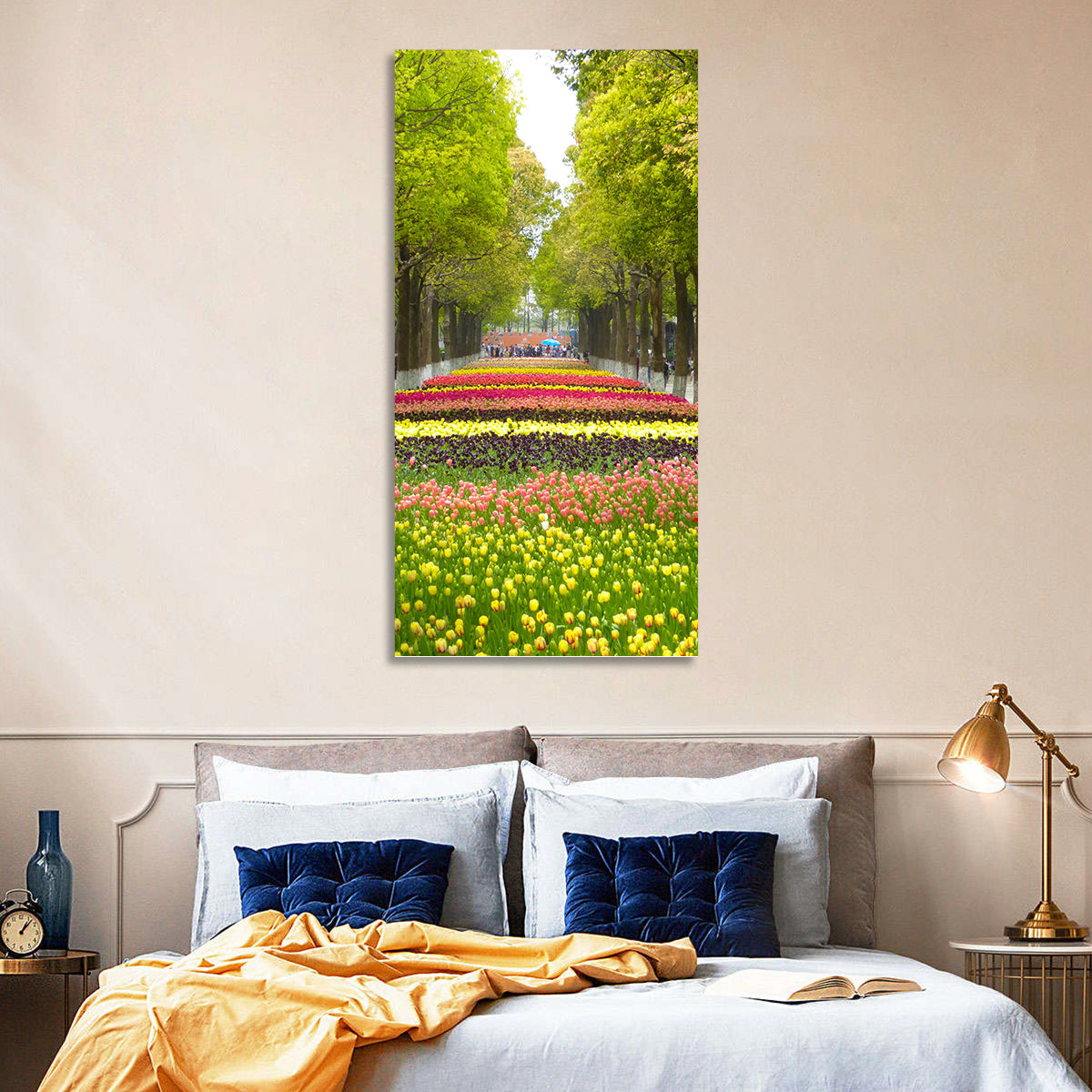 Tree-lined Tulip Garden Path Wall Art