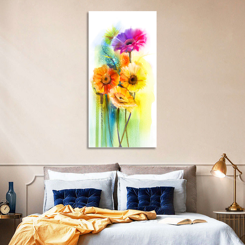 Gerbera Daisy Watercolor Bouquet Wall Art