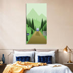 Mountain Road Bus Stop Illustration Wall Art