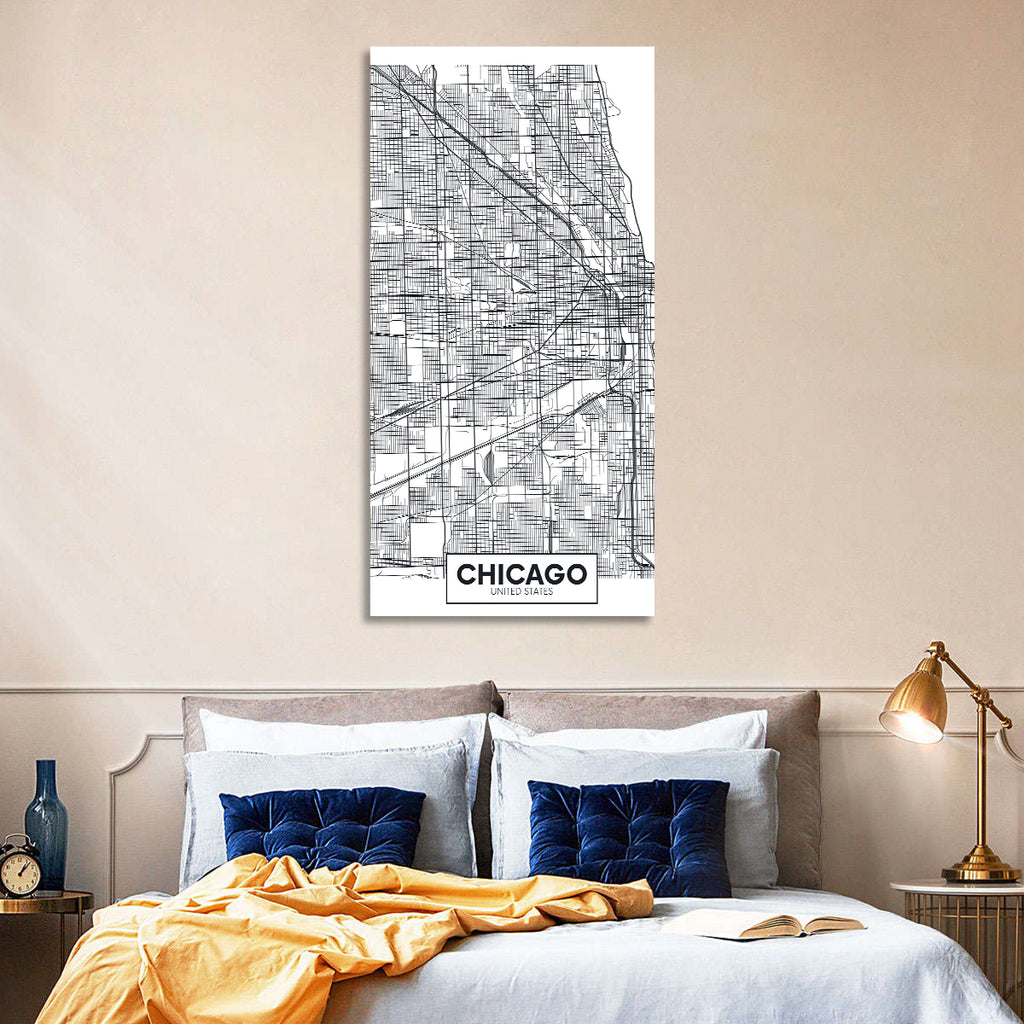 Chicago Street Grid Map Wall Art
