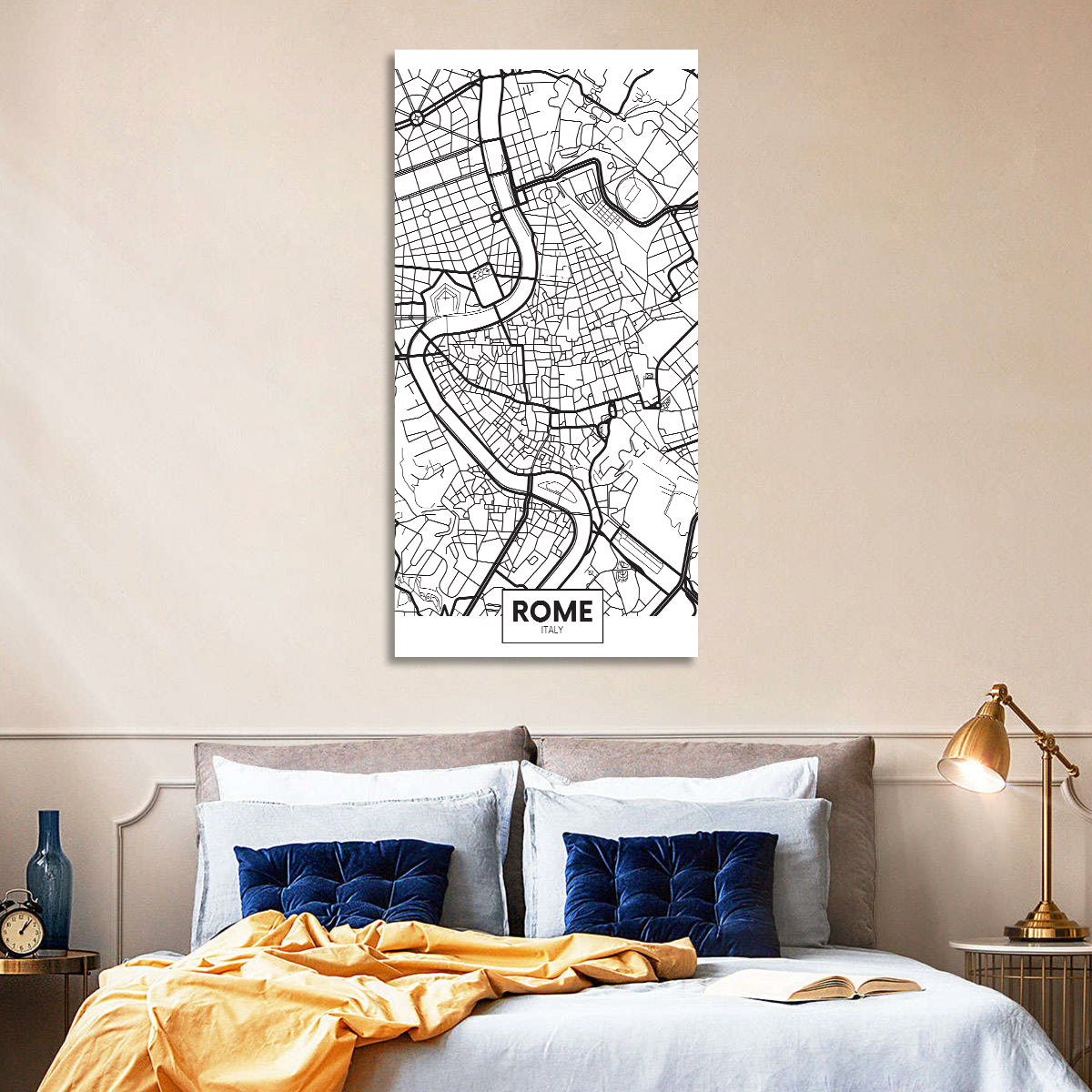 Minimalist Rome City Map Wall Art