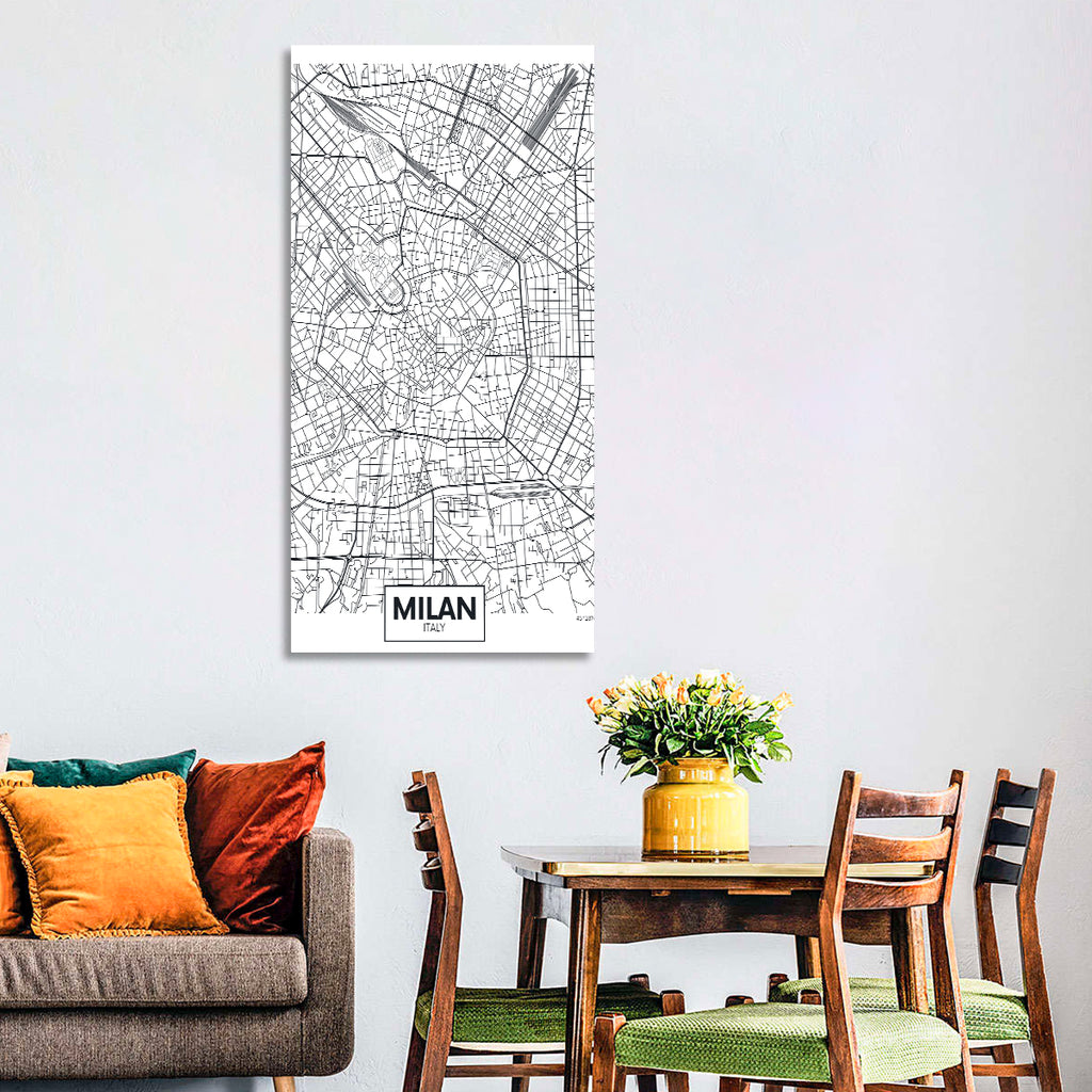 Milan City Map Wall Art