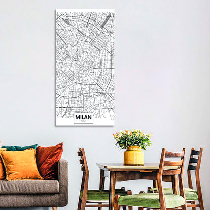 Milan City Map Wall Art