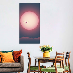 Airplane Flying Sunset Wall Art