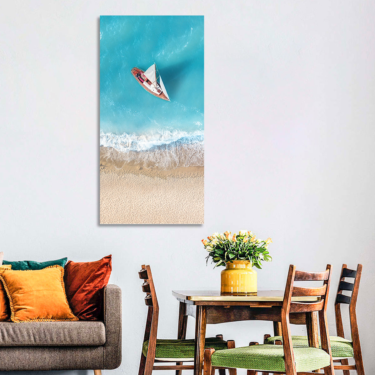 Aerial Beach & Yacht Wall Art