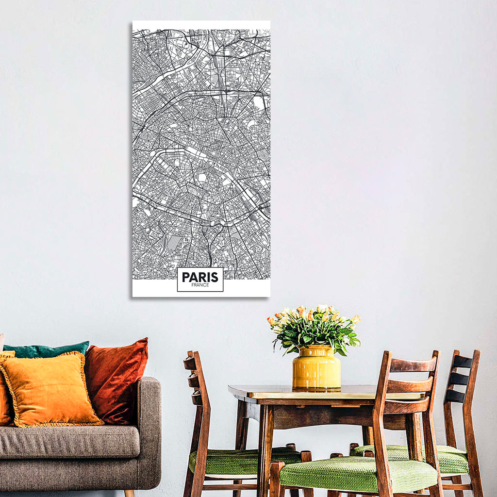 Paris Street Network Map Wall Art