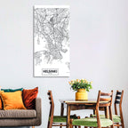 Helsinki Street Grid Map Wall Art