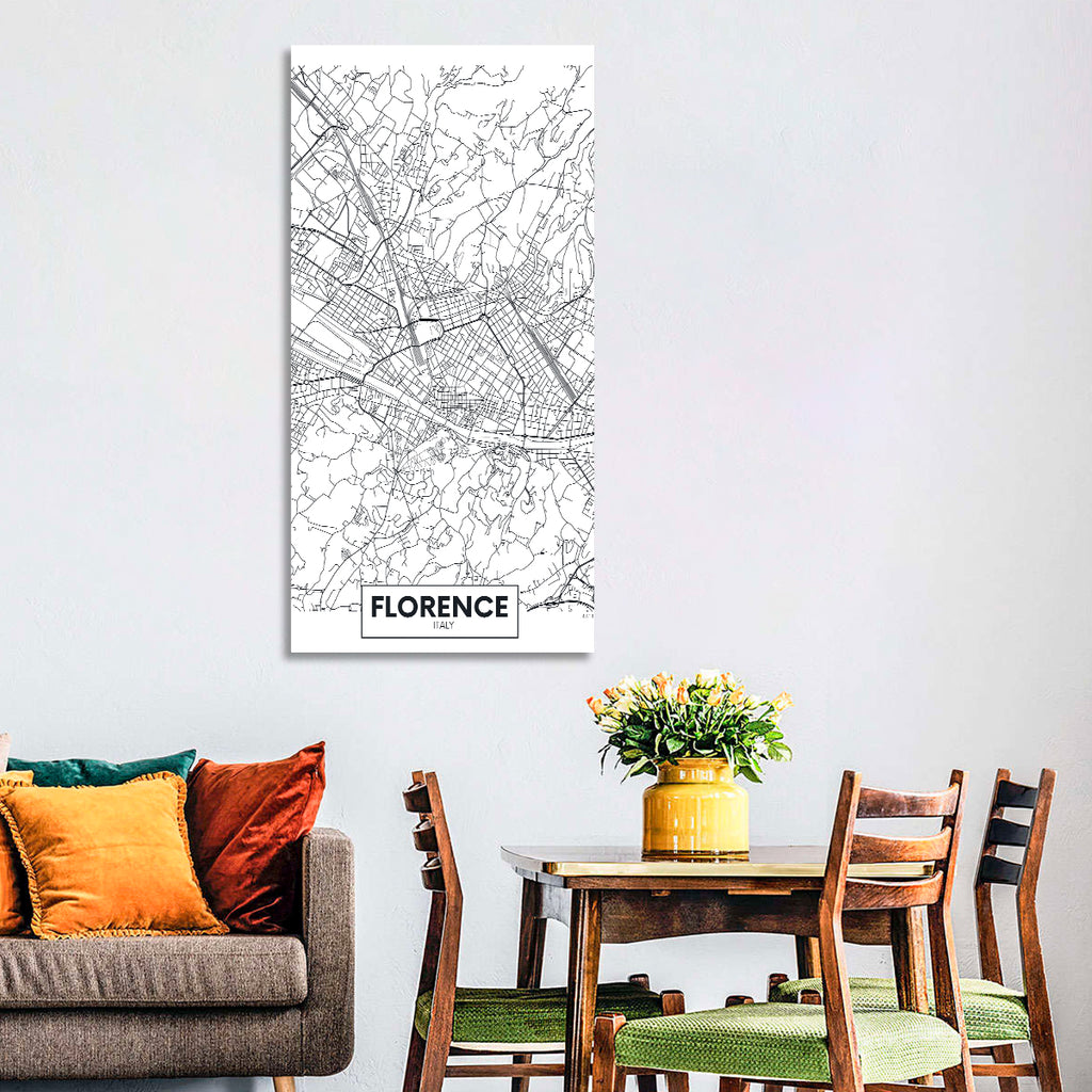 Florence Street Grid Map Wall Art