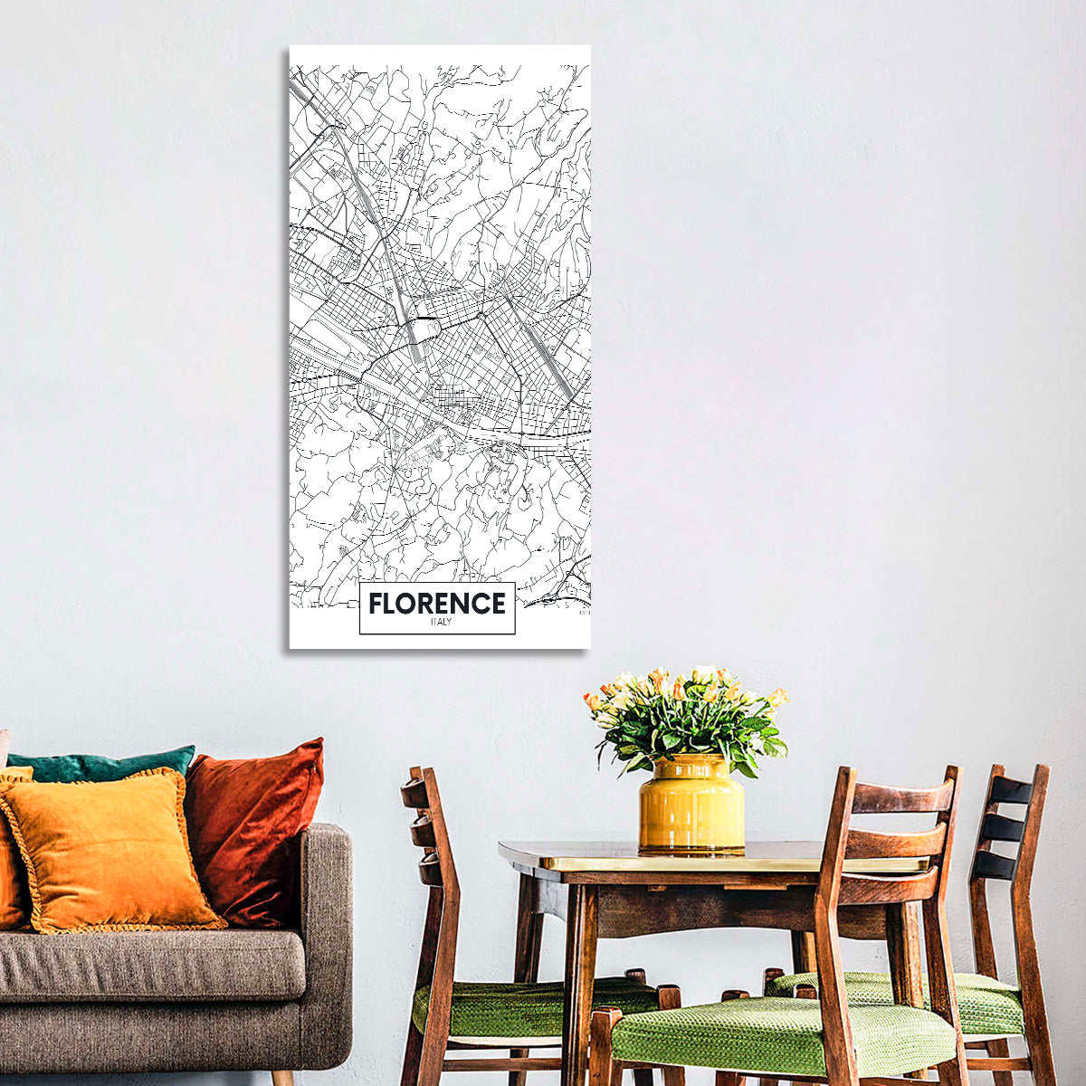 Florence Street Grid Map Wall Art