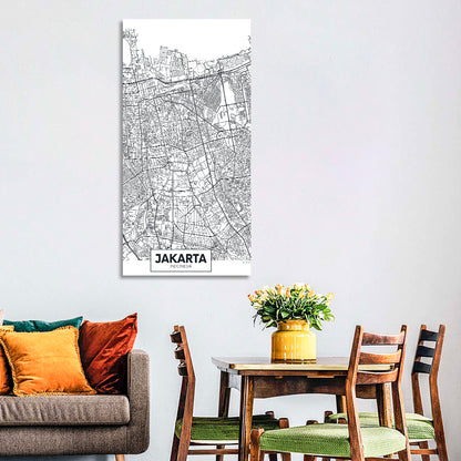 Jakarta City Map Wall Art