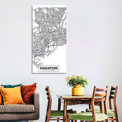 Singapore City Map Wall Art