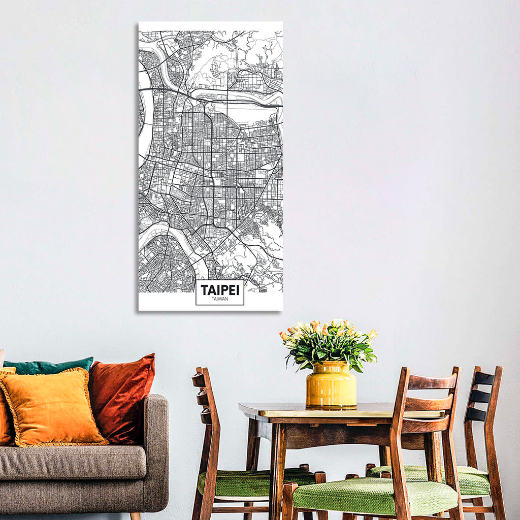 Taipei Street Grid Map Wall Art