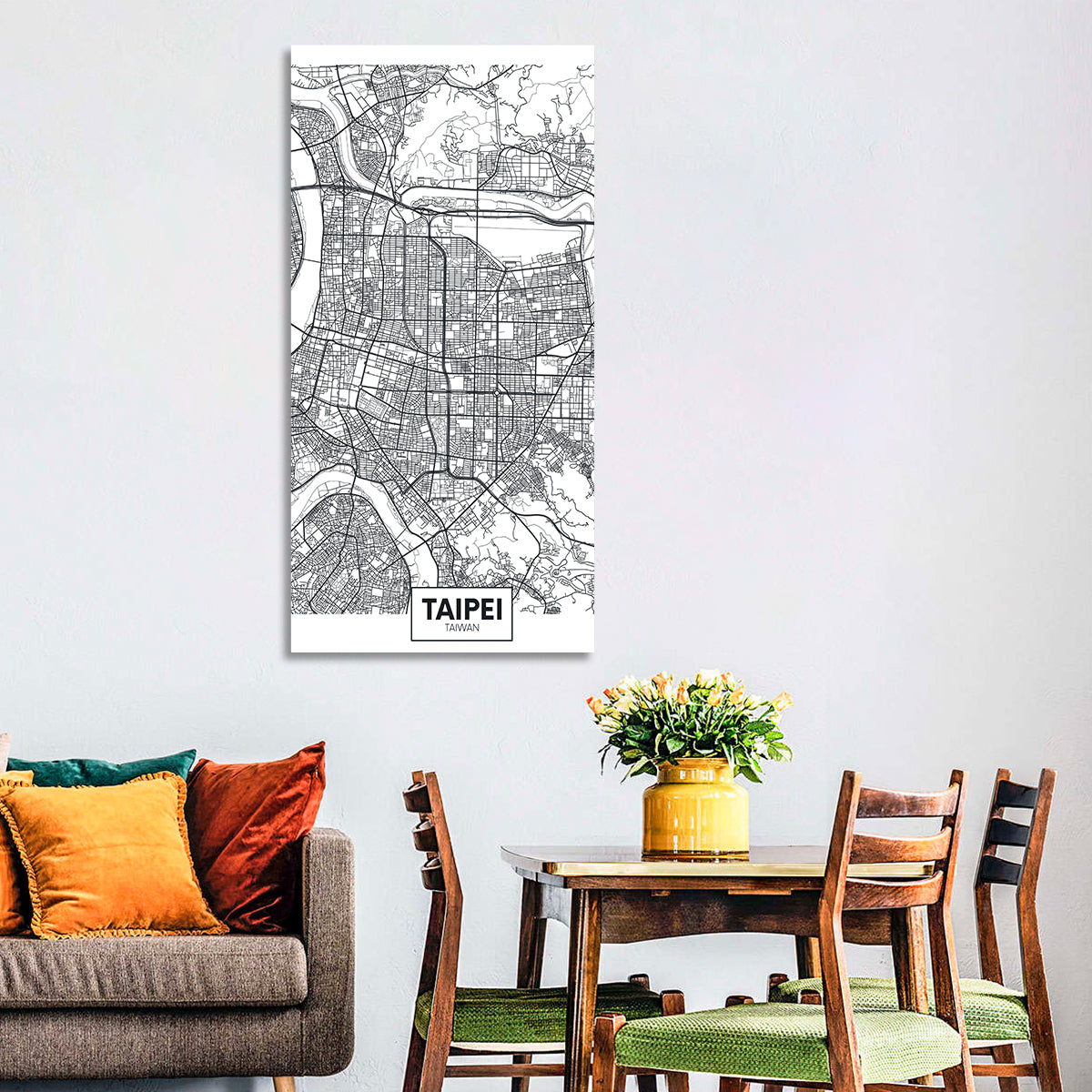 Taipei Street Grid Map Wall Art