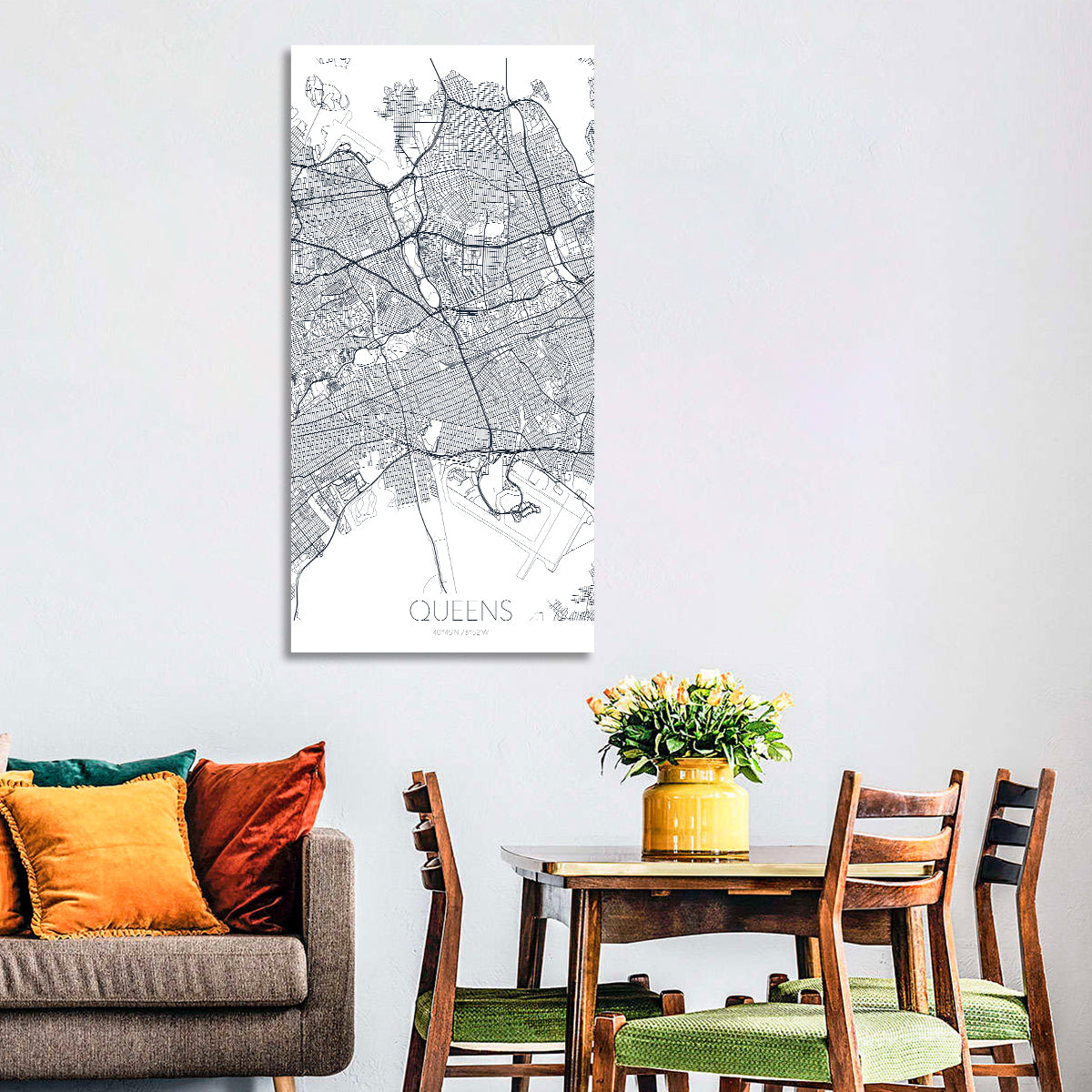 Queens Map with Jfk Airport Wall Art