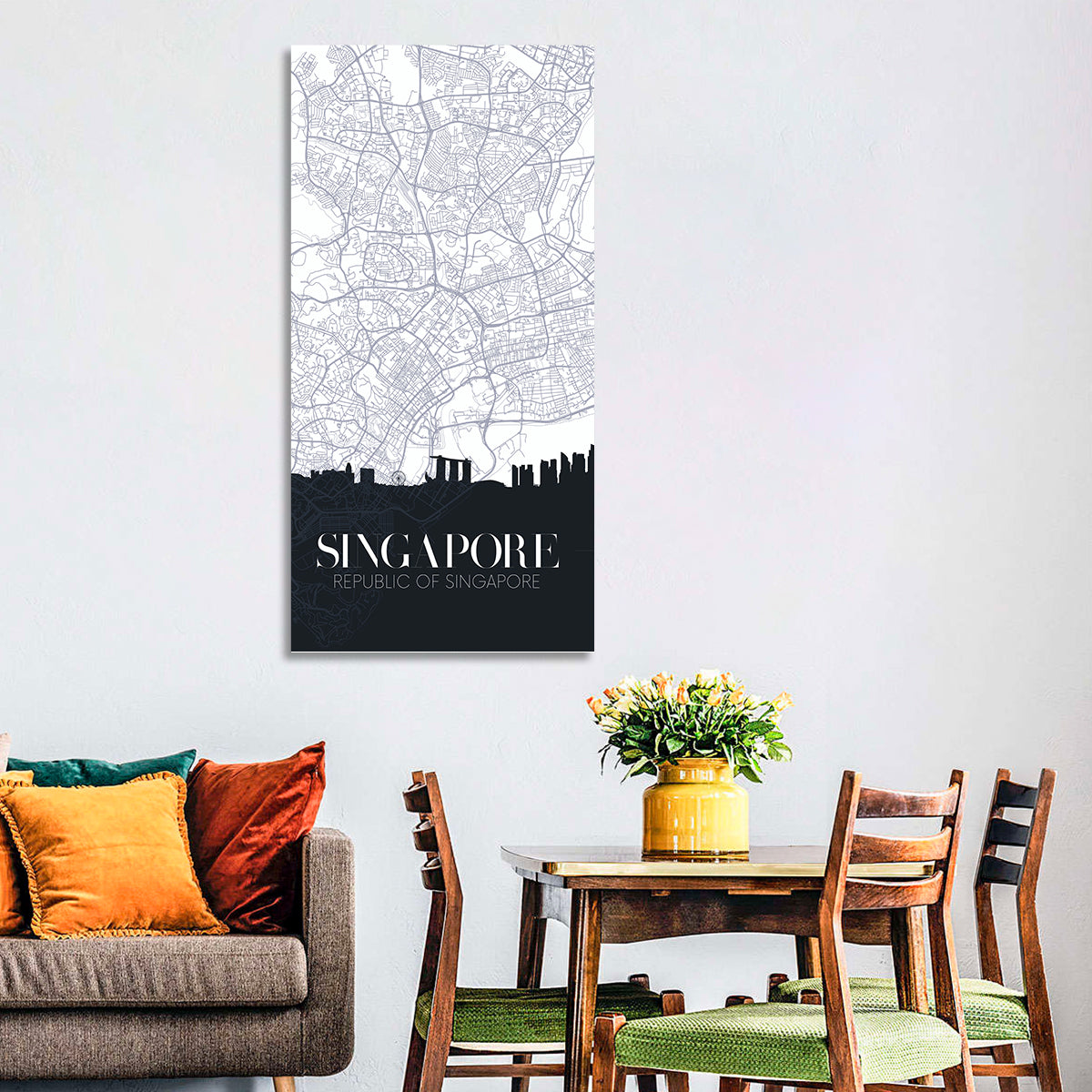 Singapore City Map Silhouette Wall Art