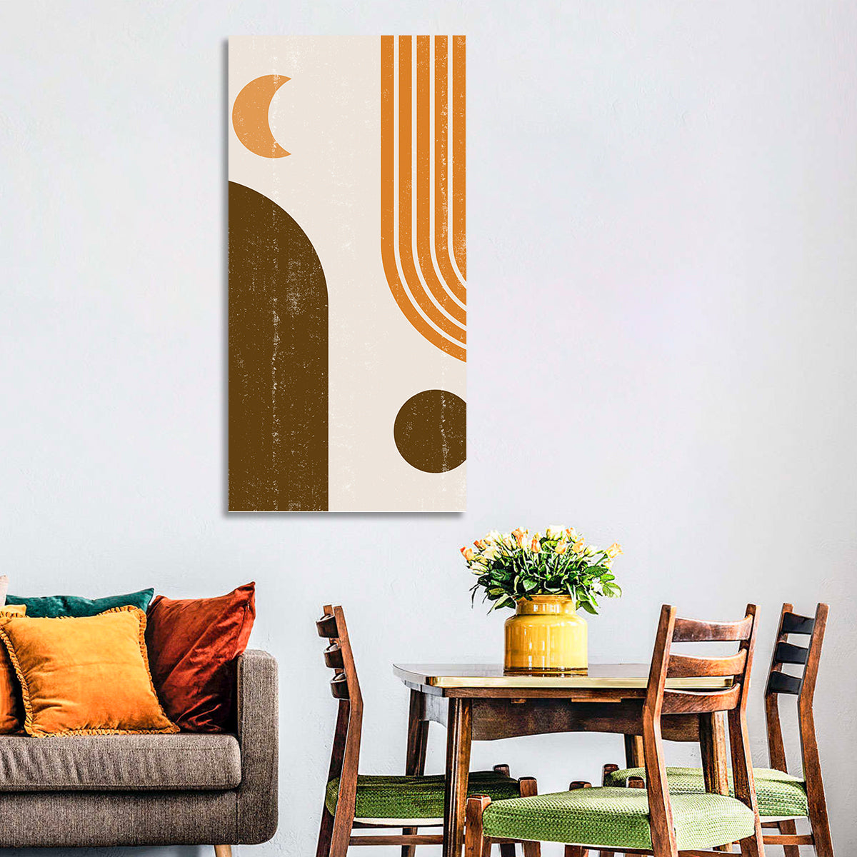 Crescent Moon Arch Abstract Wall Art in a room, portrait