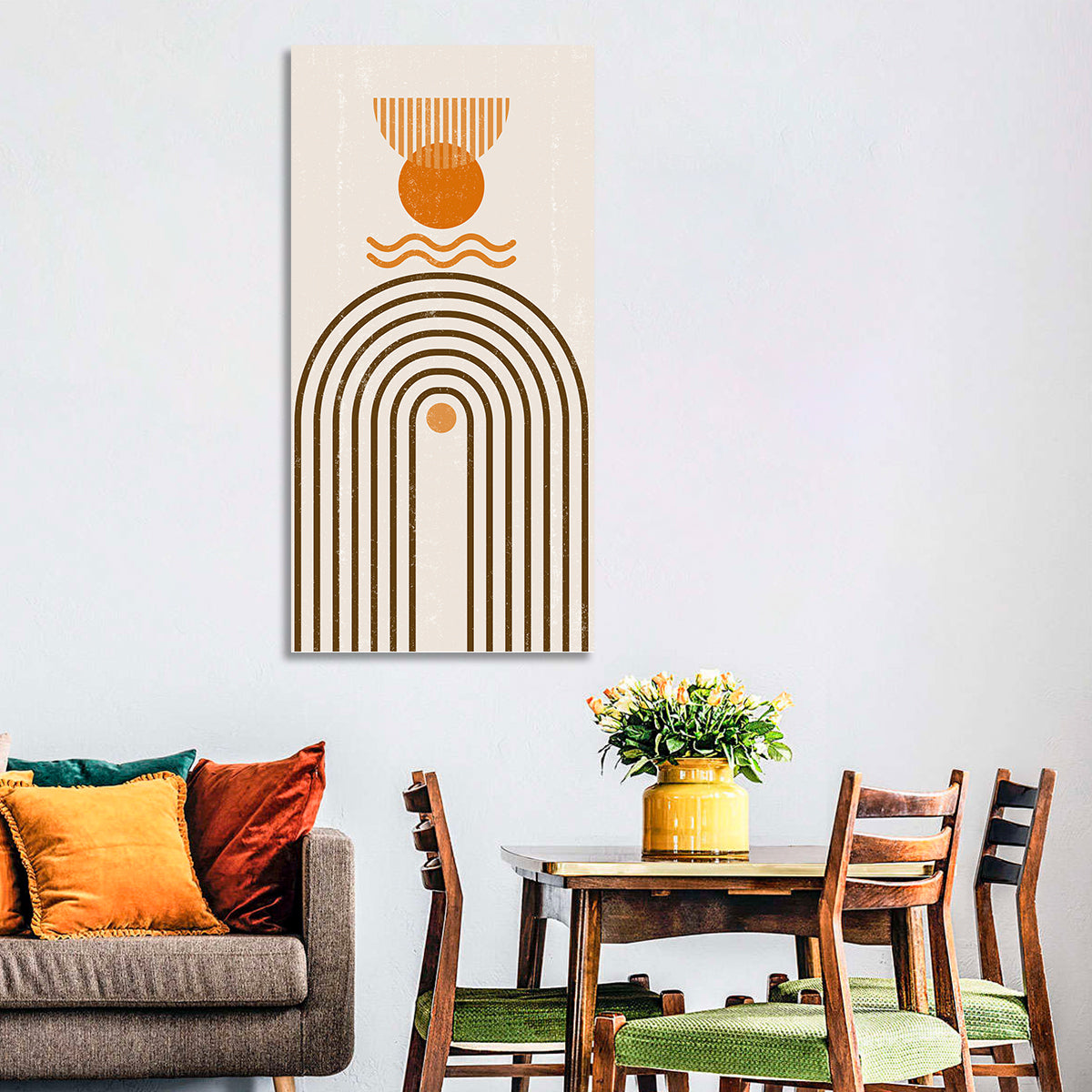Concentric Arch Sun Wall Art in a room, portrait