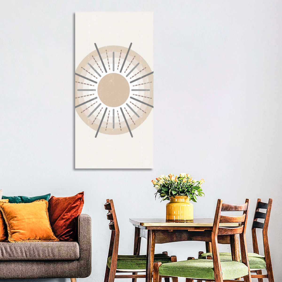 Concentric Boho Sun Iii Wall Art in a room, portrait