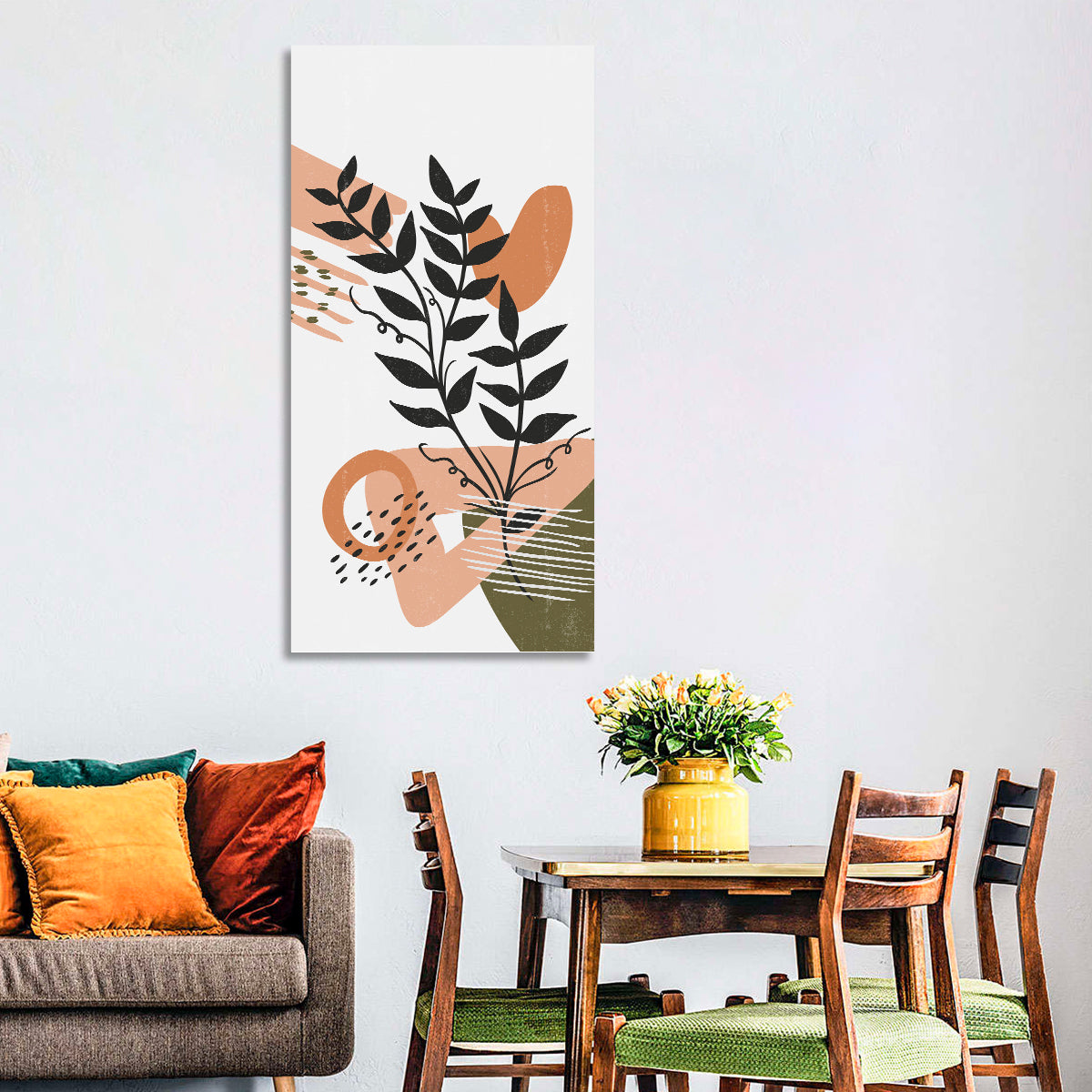 Olive Botanical Leaves Abstract Wall Art