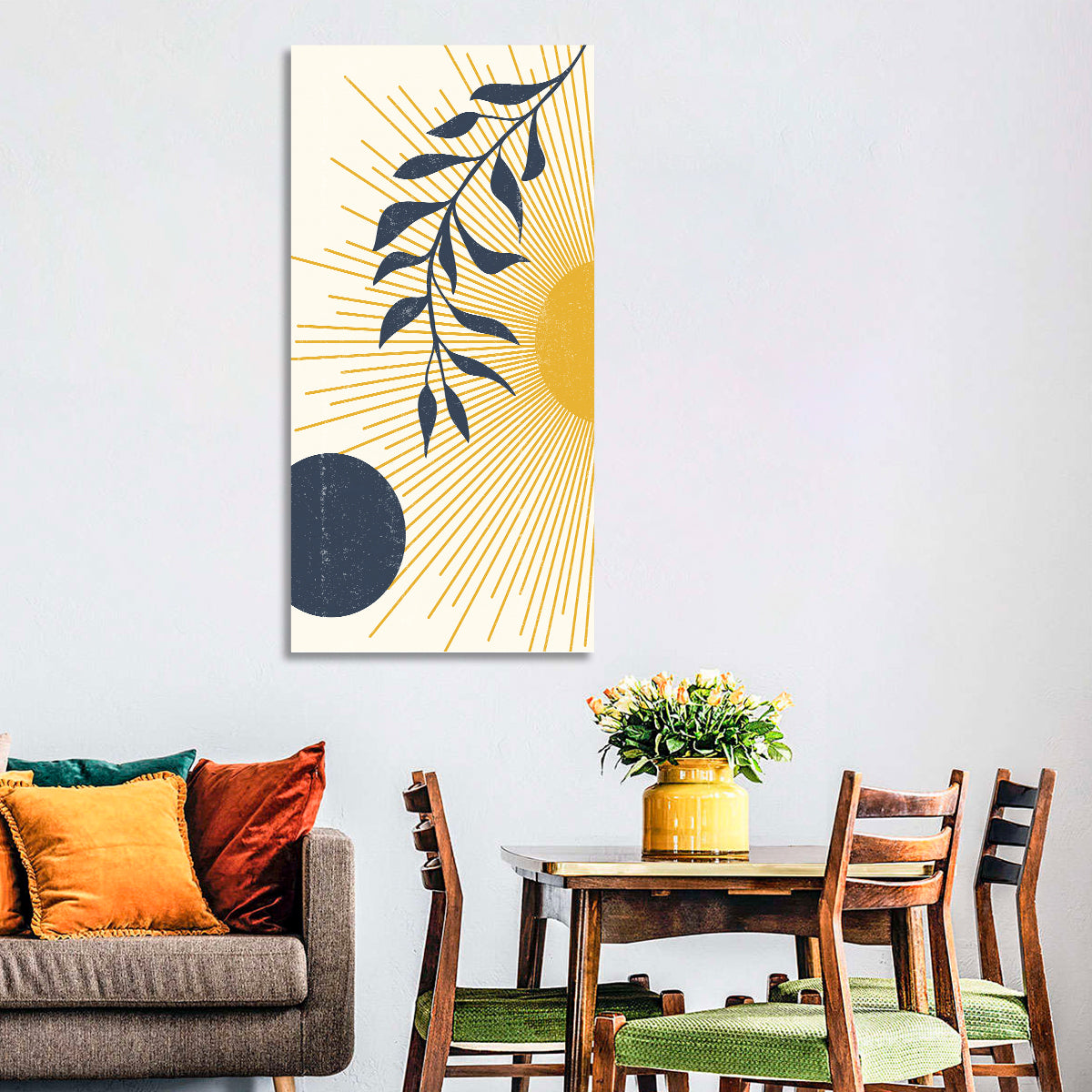 Textured Sun and Moon Abstract Wall Art
