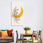 Crescent Moon Leaf Illustration Wall Art