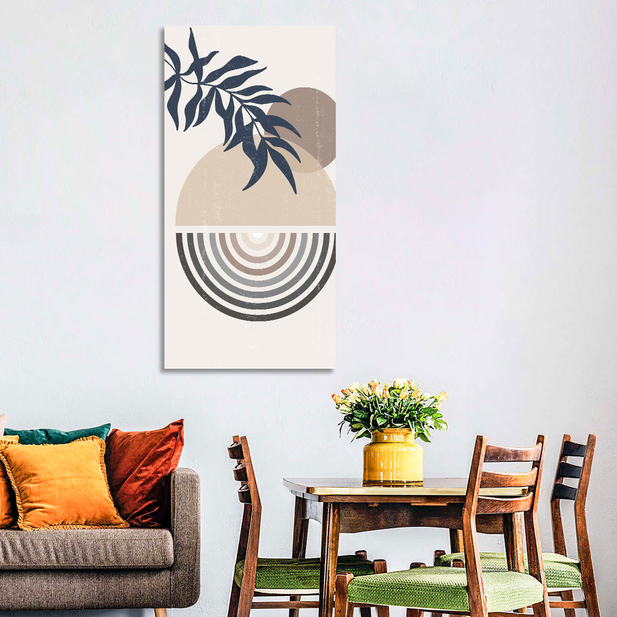 Spheres and Leaves Wall Art in a room, portrait