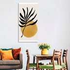Mustard Sun with Dark Leaf Wall Art