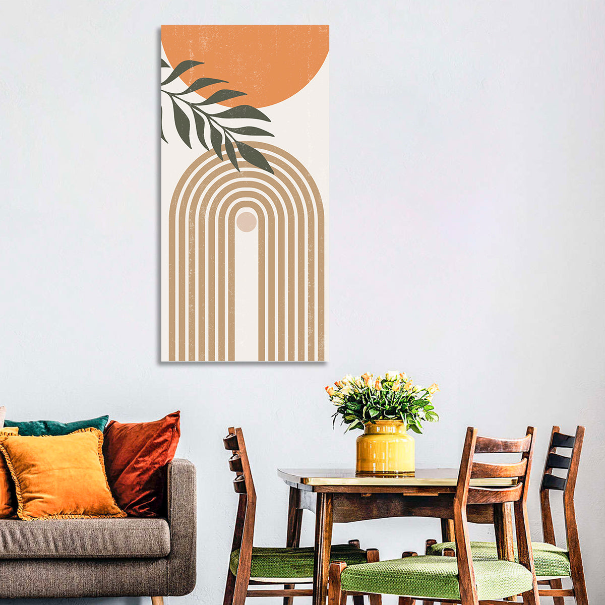 Sun Boho Paths Wall Art in a room, portrait