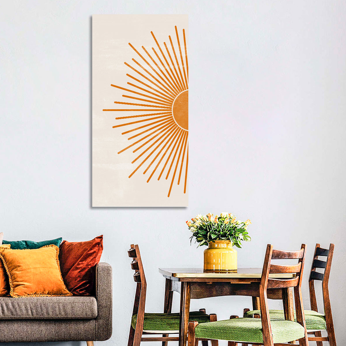 Orange Sunburst Minimalist Wall Art
