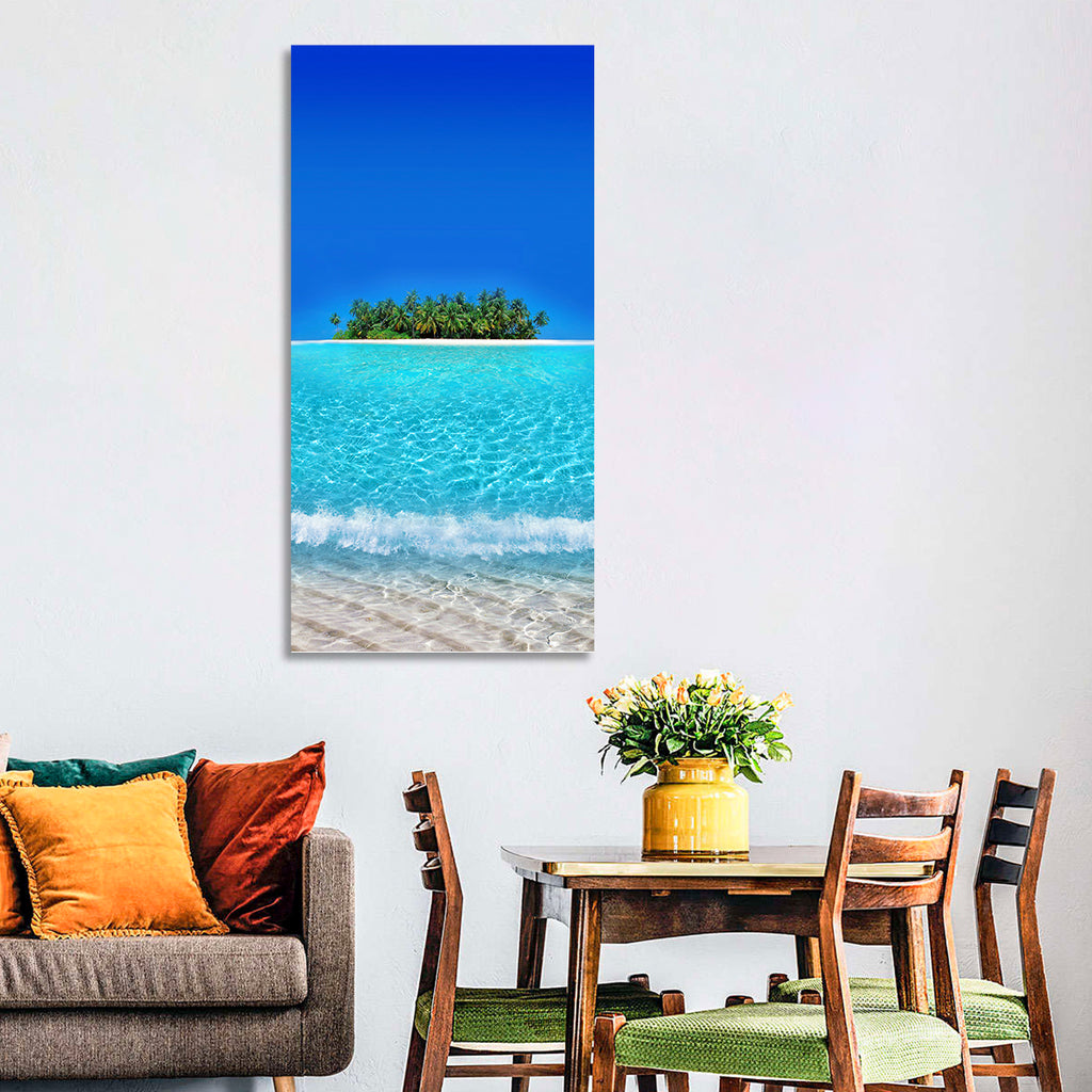 Turquoise Atoll Sandbar with Palm Trees Wall Art