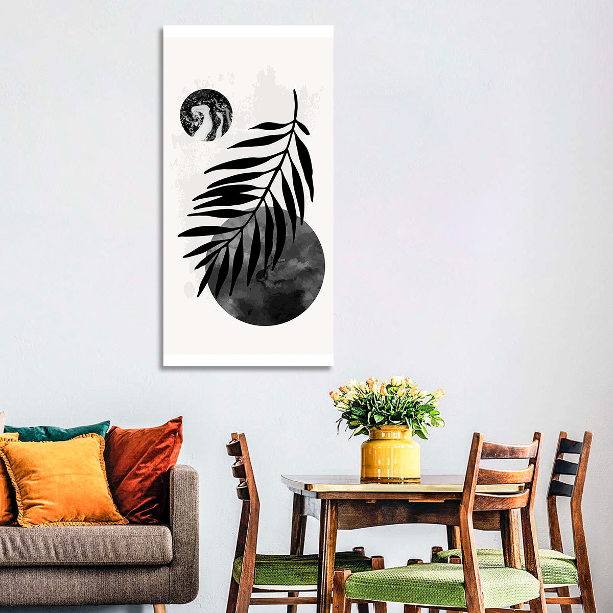 Minimal Palm Leaf Study Wall Art in a room, portrait