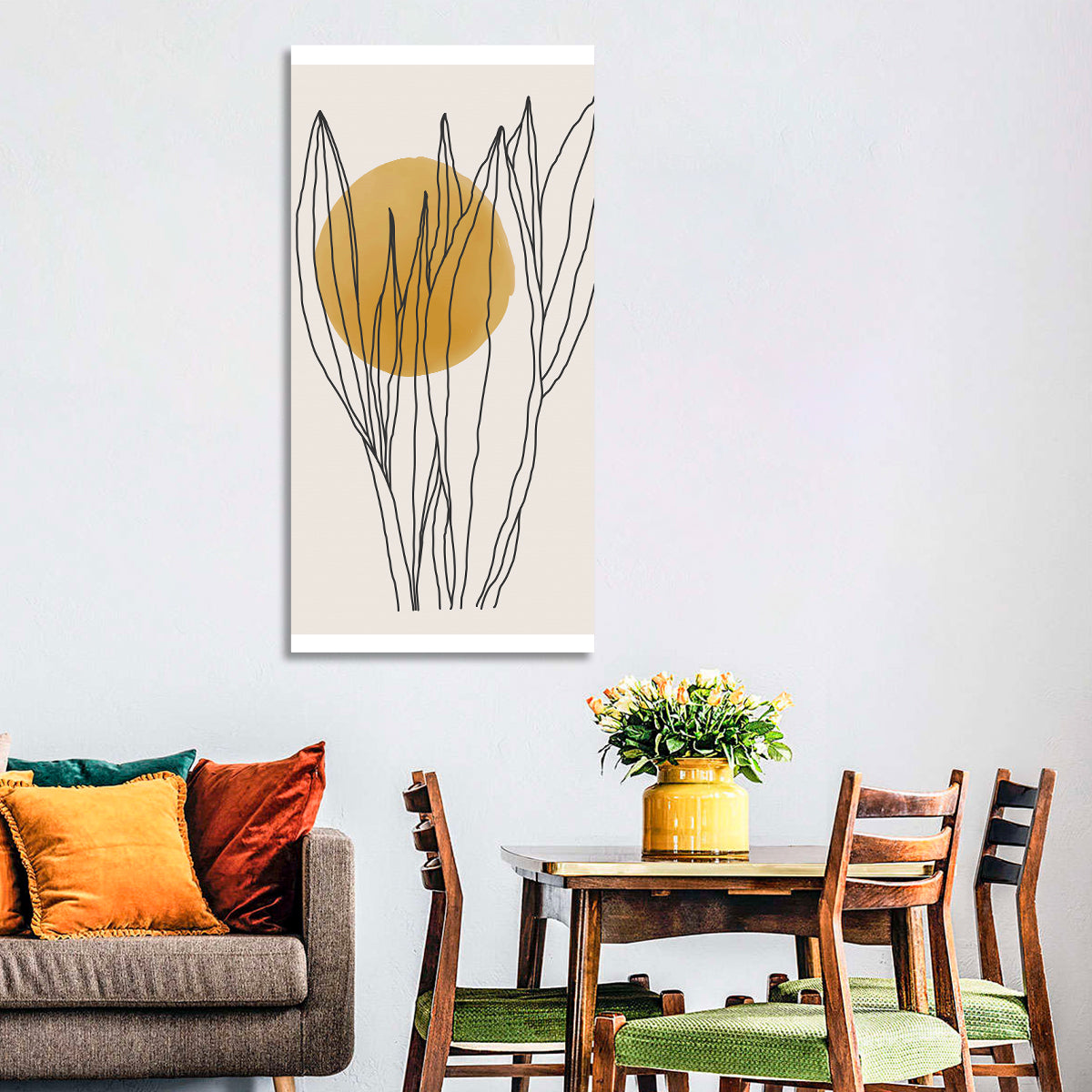 Leaves Catching Sun Wall Art in a room, portrait