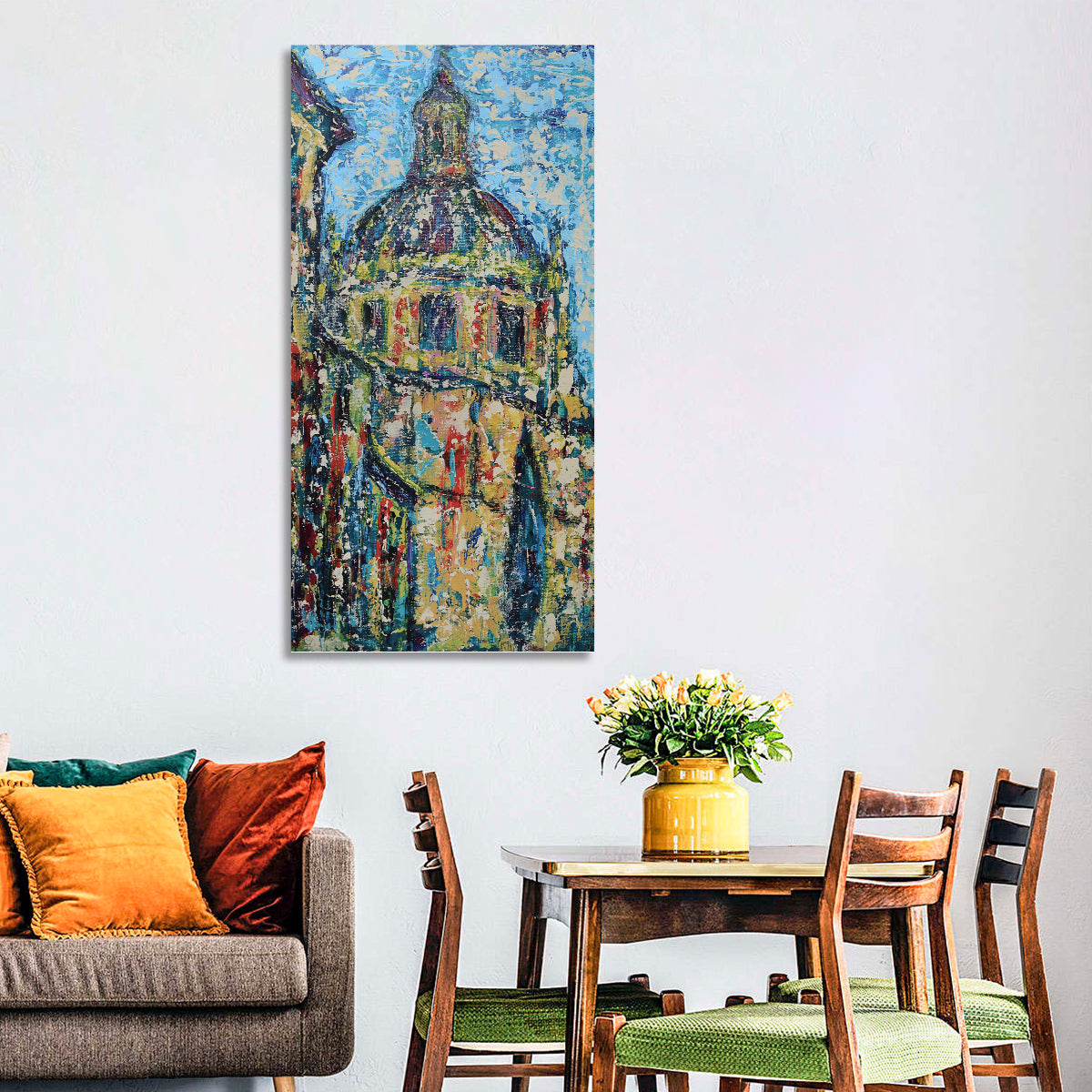 Salamanca Cathedral Street Wall Art in a room, portrait