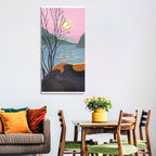 Sunset Over Lake with Bare Tree Wall Art