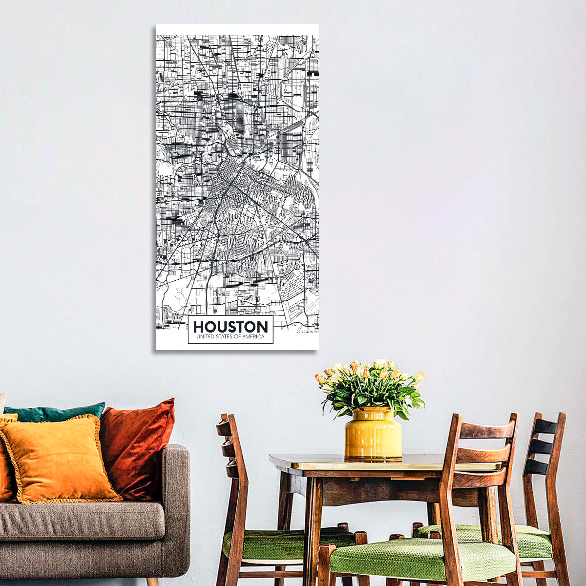 Houston Street Grid Map Wall Art
