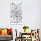 Manchester City Map, Minimalist Wall Art