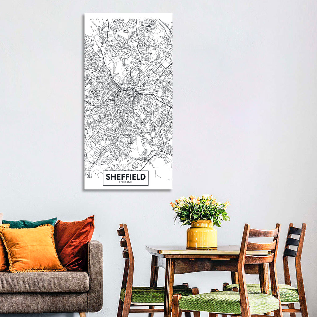 Sheffield Street Grid Map Wall Art