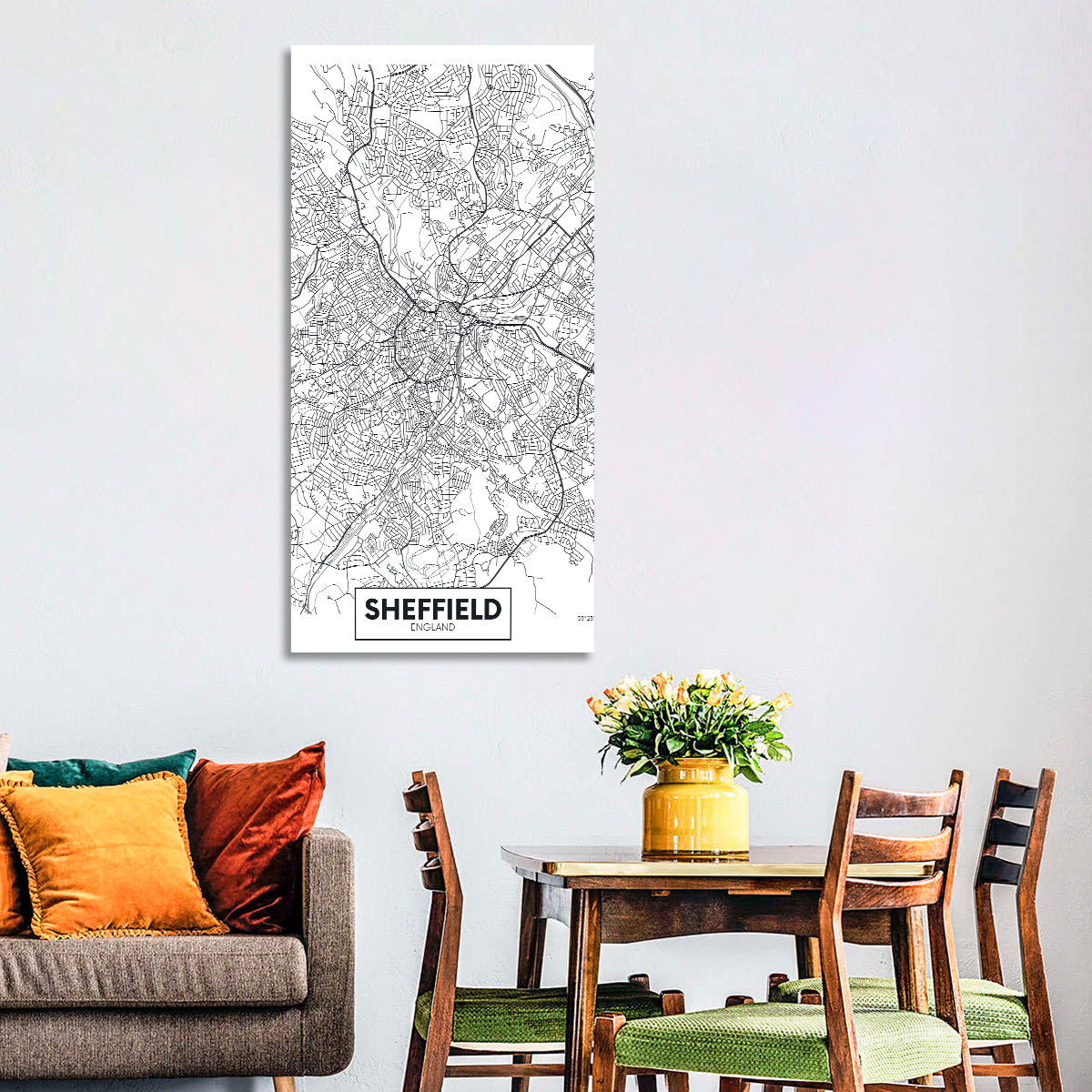 Sheffield Street Grid Map Wall Art