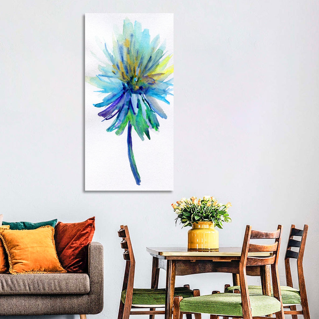 Ethereal Blue Watercolor Flower Wall Art